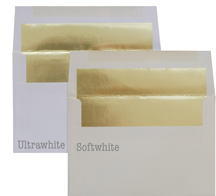A9 FOIL LINED Envelopes SOFT White (80T) Envelopes with Gold Foil