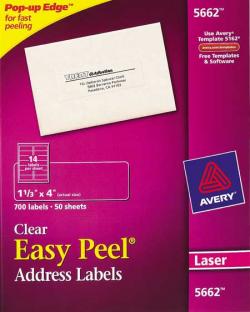 Avery� 5662 - 14 UP CLEAR Address Labels - Pack of 700
