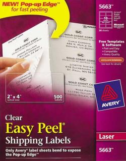 Avery� 5663 - 10 UP CLEAR Shipping Labels - Pack of 500