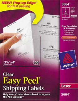 Avery� 5664 - 6 UP CLEAR Shipping Labels - Pack of 300