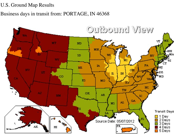UPS TIME-TRANSIT MAP