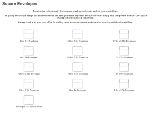 SQUARE ENVELOPES